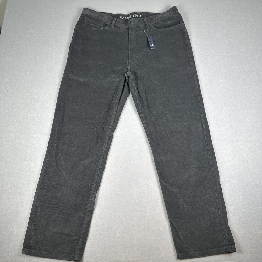 NWT Lands End Corduroy Pants Traditional Fit Size 36 Grey